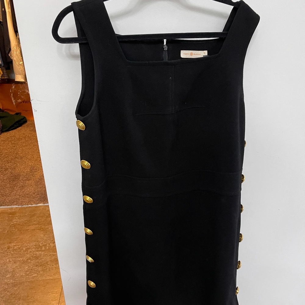 Tory Burch black knee length straight dress.